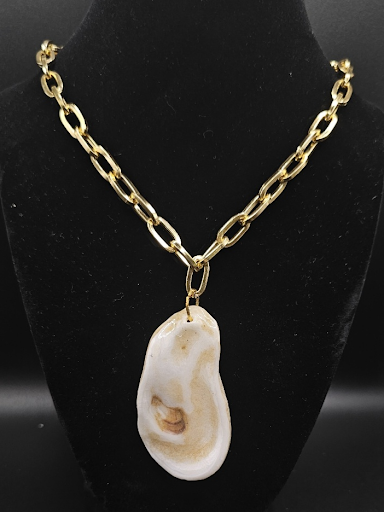 Large Paper Clip Oyster Shell Necklace