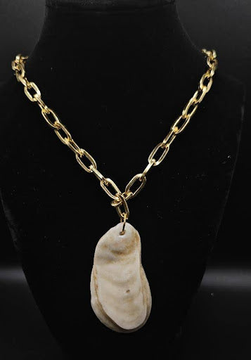 Large Paper Clip Oyster Shell Necklace