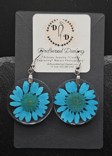 Blue Daisy Earrings
