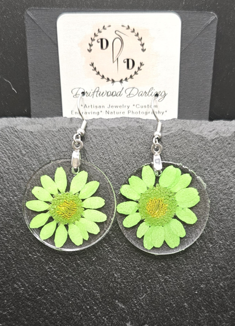 Green Daisy Earring