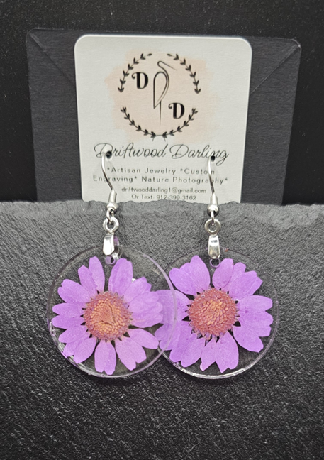 Purple Daisy Earring