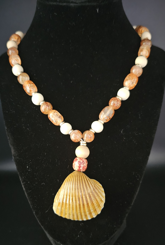 Sunset Glass & Coastal Shell Necklace