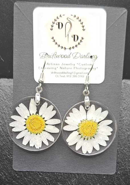 White Daisy Earring