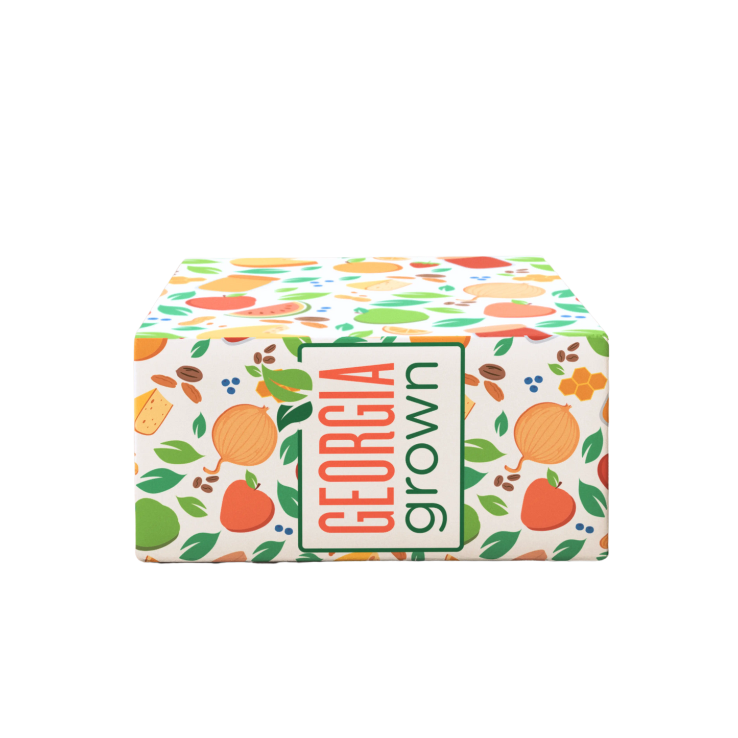 Side view of the Georgia Grown Branded 12x12x6 Shipping Box made for local businesses or gift givers to ship items in